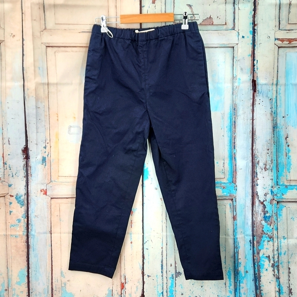 Marni Trousers Navy Blue Pull on Cropped Pants with Pockets